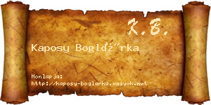 Kaposy Boglárka névjegykártya