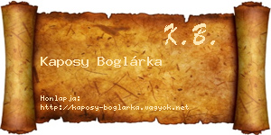 Kaposy Boglárka névjegykártya
